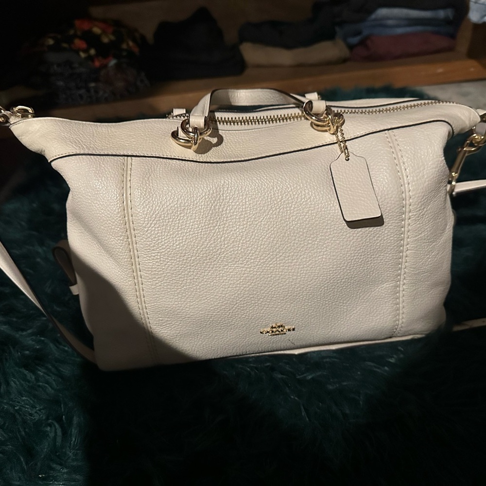 Coach chalk and gold satchel - Picture 6 of 7